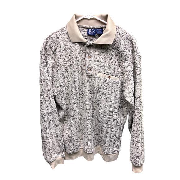 John Blair Fine Menswear Cream Polo Shirt 1/4 Button Collared Casual Jersey - Picture 1 of 3